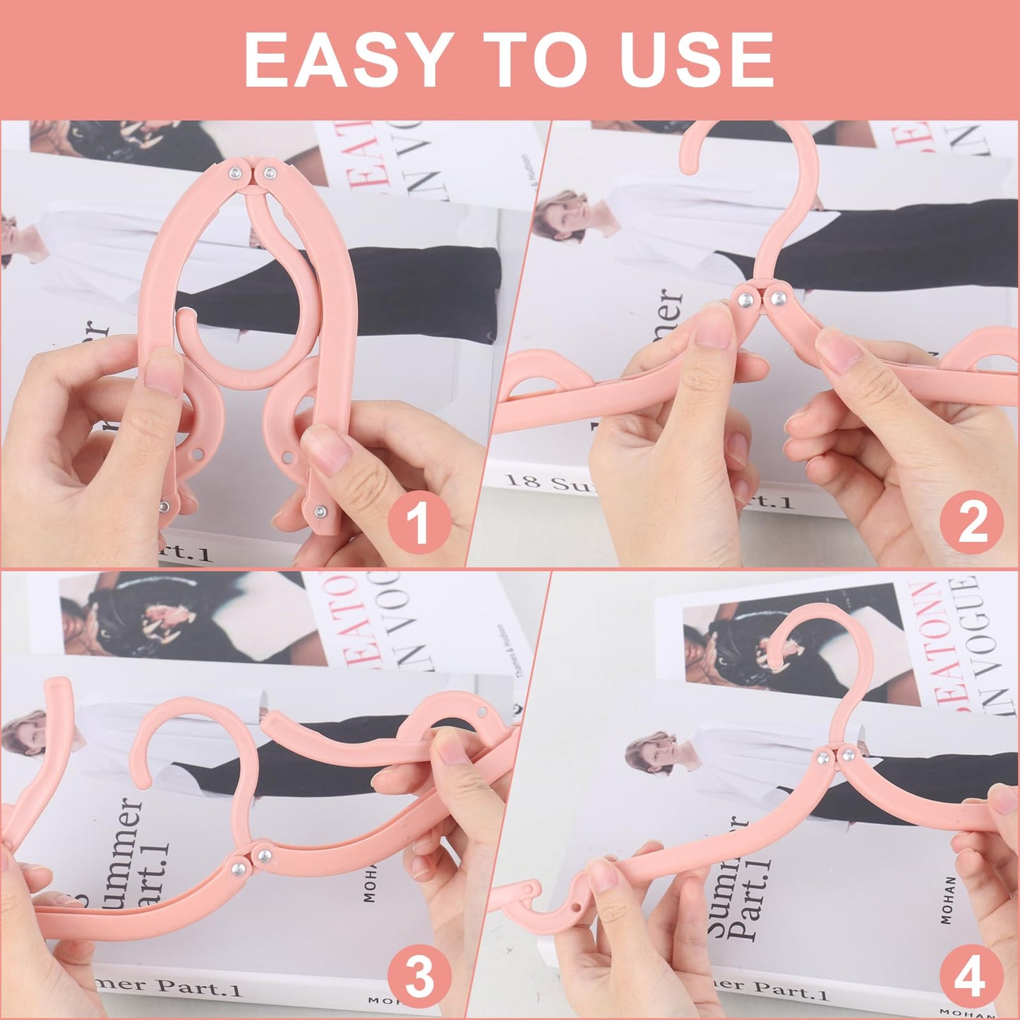 Travel Hangers 20 PCS Folding Clothes Hangers Portable Plastic Clothes Coats Hangers Non-SlipTravel Hanger Portable Folding Foldable Space Saving