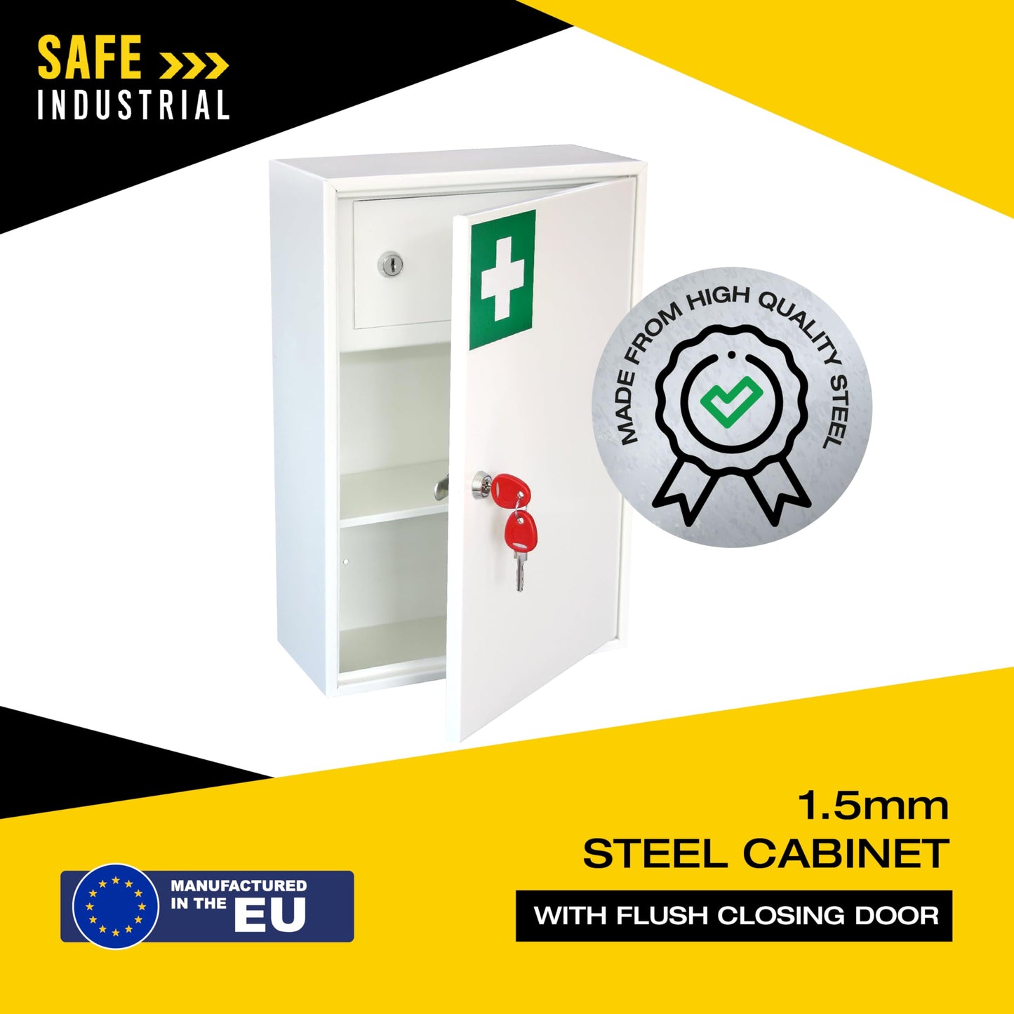 Safe Industrial - Medical Cabinet Wall Mountable Medication Cabinet Key Lock Safe with Shelves - Dedicated Secure Storage for Medicine