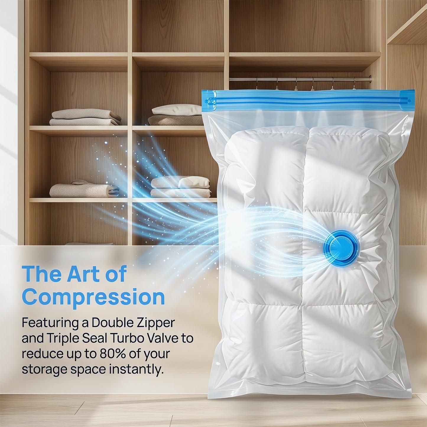 3 Pcs Space Saver Bags Vacuum Storage Bags Small Compression Zipper Storage Bags Vacuum Pack Bags for Clothes, Vacuum Bags for Clothes Travel Home