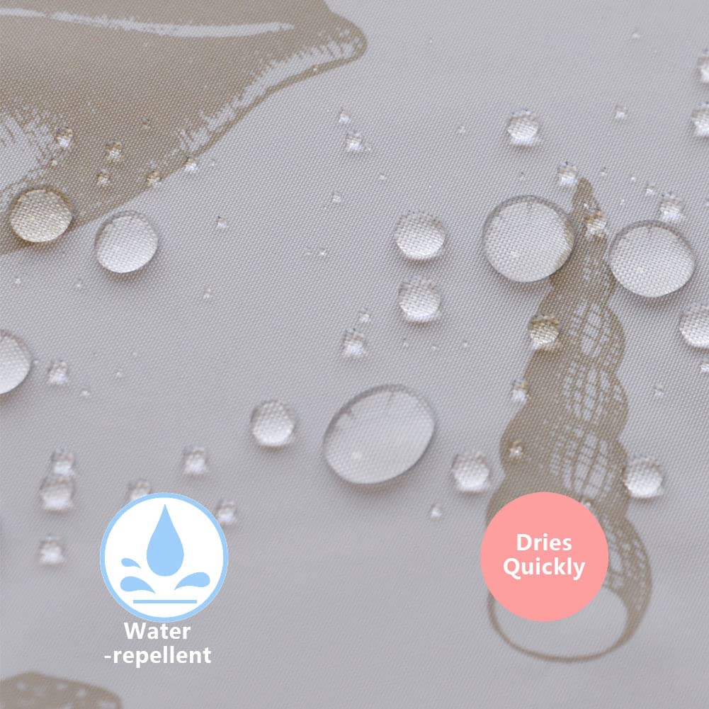 YISURE Extra Long Water-repellent Shower Curtain, Shell Printed 79x87 Inch
