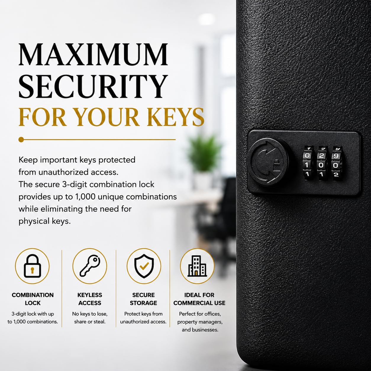 LDS® 20-Key Cabinet Combination Lock with Key Tags – Key Box Wall Mounted