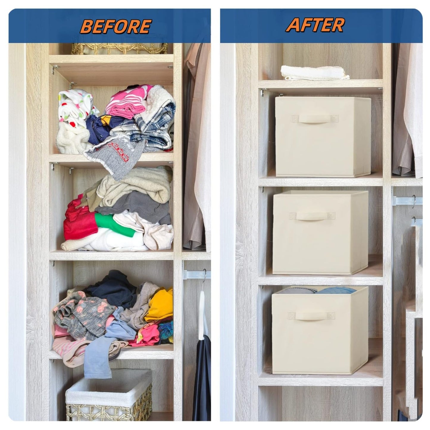 ZMShenMa 4 Pcs Foldable Storage Cubes Storage Box Made Of Fabric In Cube Shape，Organiser With HandlesWardrobe Drawer Style Folding Storage Box