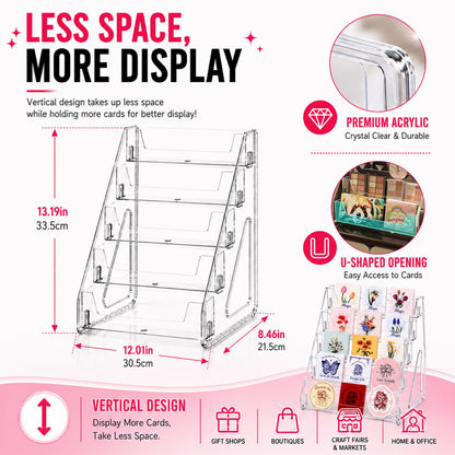 Acrylic 5-Tier Greeting Card Display Stand for Sports & Trading Cards