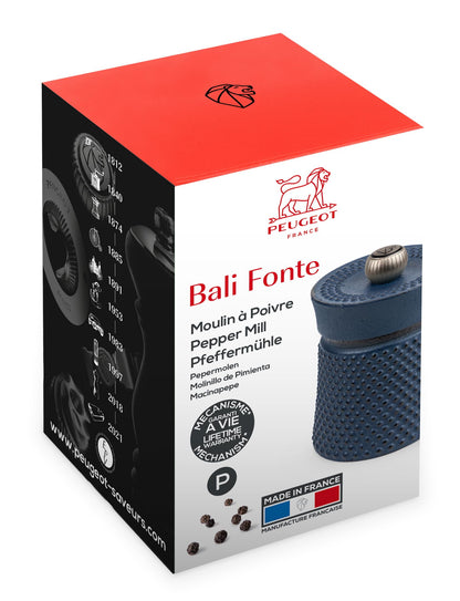 PEUGEOT - Bali 8 cm Pepper Mill - Classic Grind System - Cast Iron - Lifetime Guaranteed Mechanism - Made in France - Blue Colour