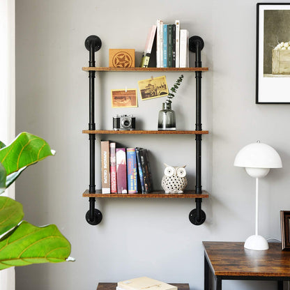 IBUYKE Pipe Floating Shelves, Wall Shelf Outdoor, 60x20x95cm, Decorative Shelving Unit for Wall, Plant Stand, Storage Organiser Shelf for Bedroom,