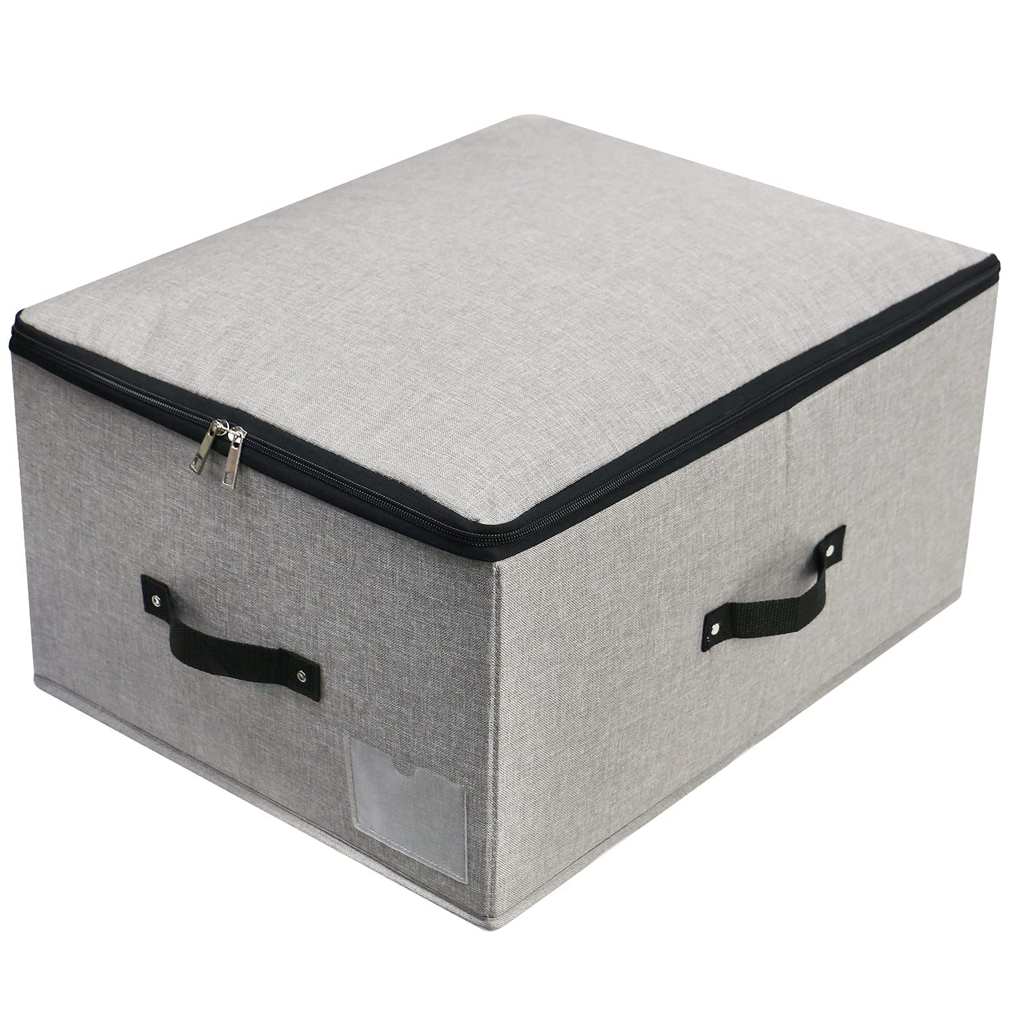 Omygarden Large Storage Bins 52×40×26cm with Zippered Lids, Dark Grey