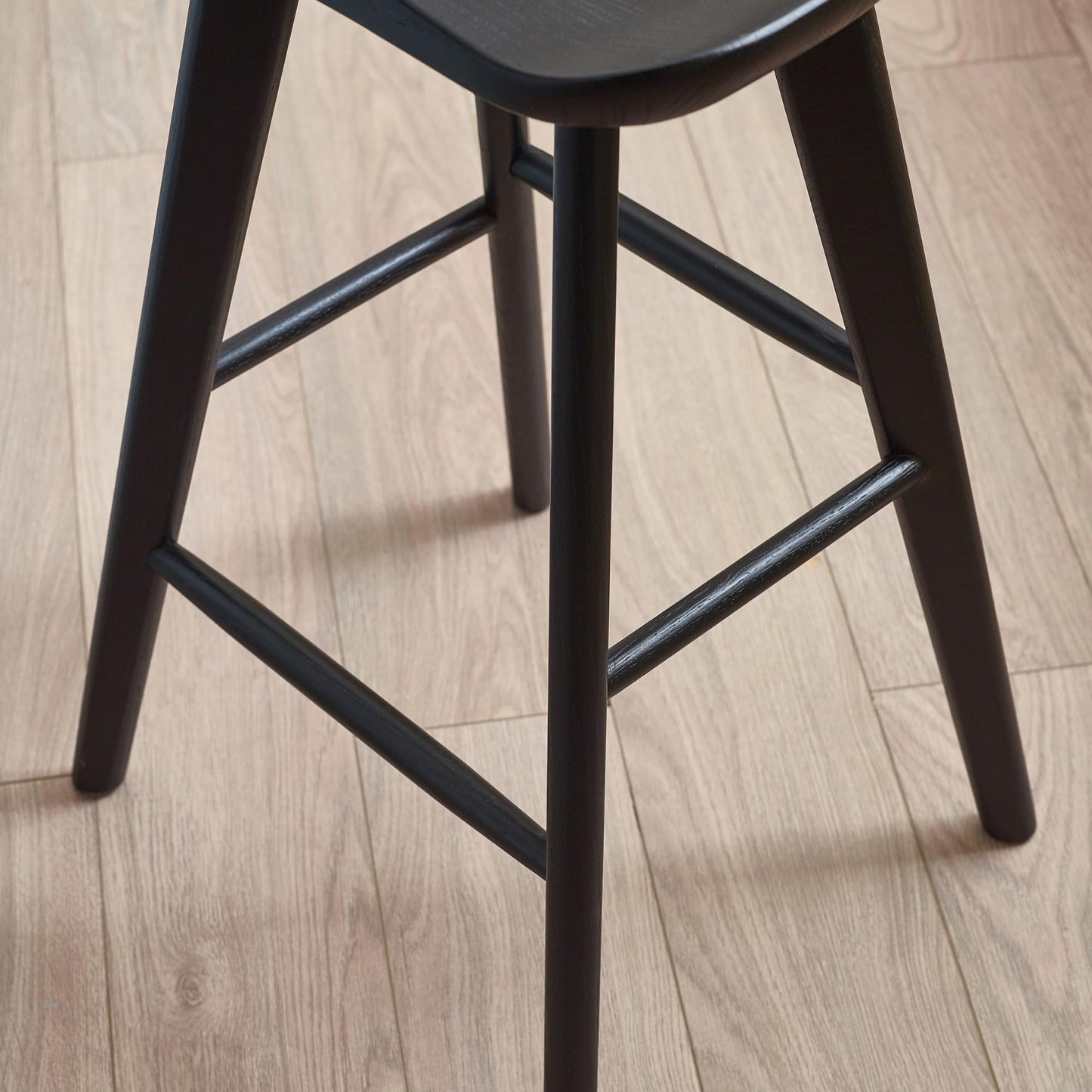 Julian Bowen Mulu Bar Stool, Solid Oak, Black - H66 x W45 x D39.5cm