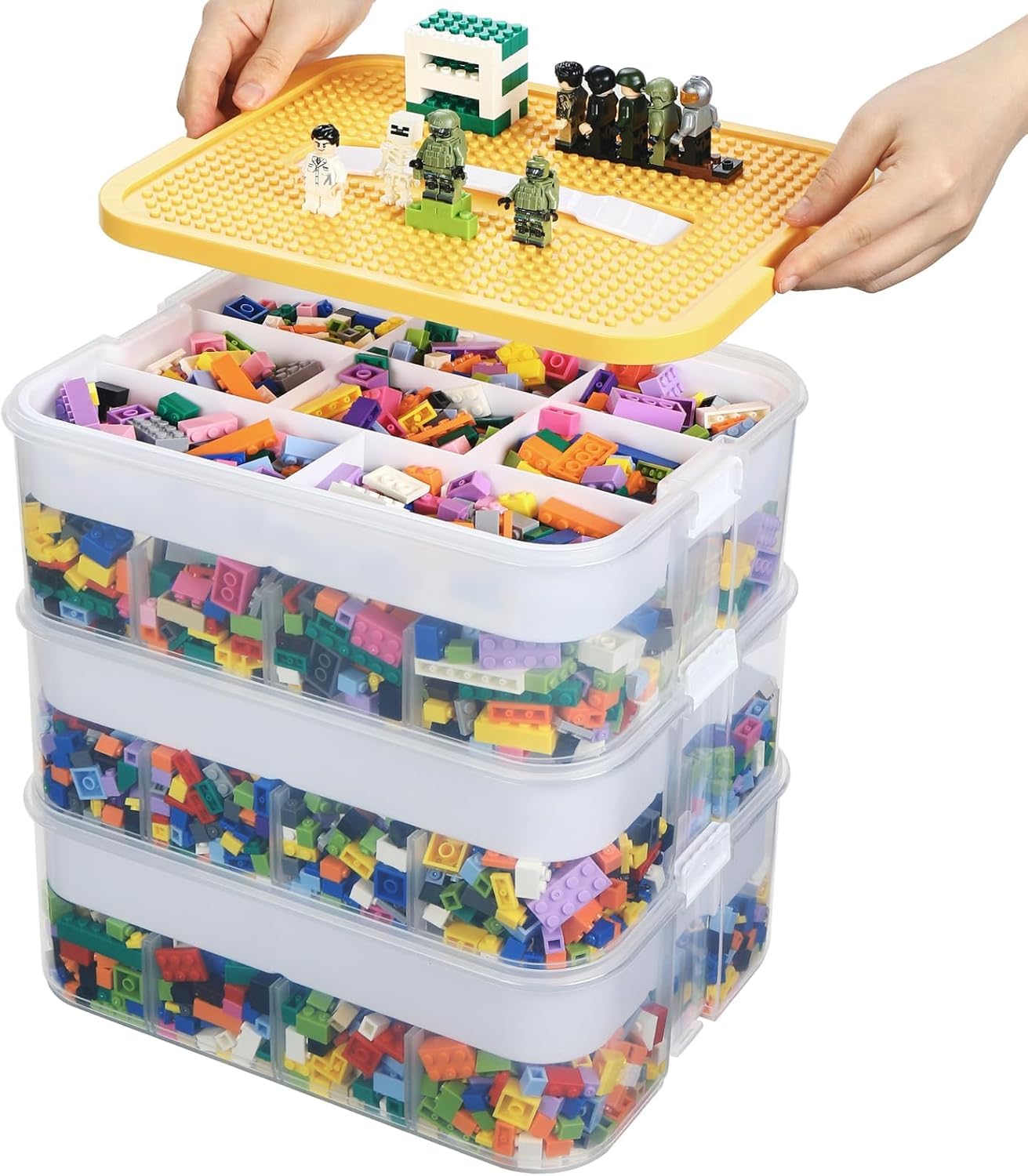 Storage Organiser for Building Blocks 3 Tier Stackable Drawer Organiser