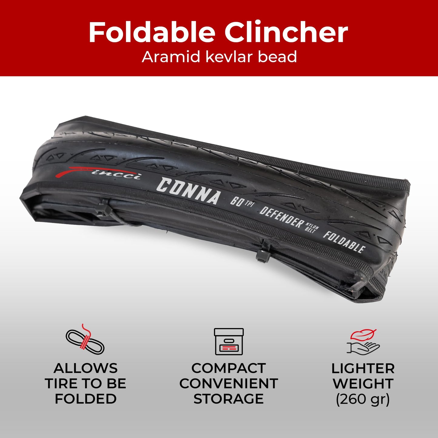 Fincci Racing Bike Tyres 700x23c - Pair Foldable Slick Tires 28 inch 25-622 with 1mm Nylon Protection - 60 TPI - Pack of 2 for Folding, Race, Hybrid,