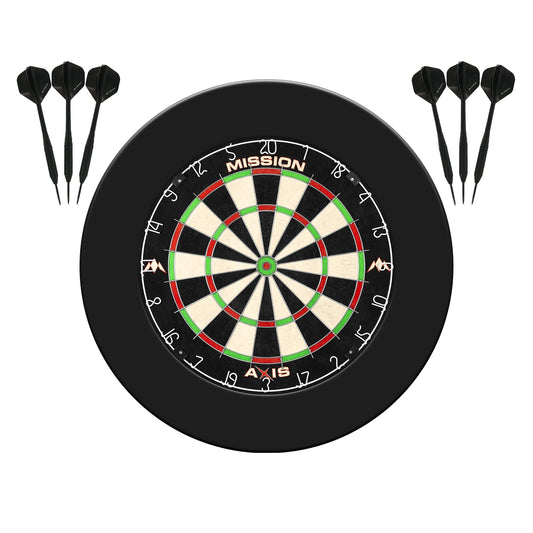 Mission Darts Dart Board Home Centre | Complete Darts Package Including Dartboard and 2 Sets of Darts (Jigsaw Surround)