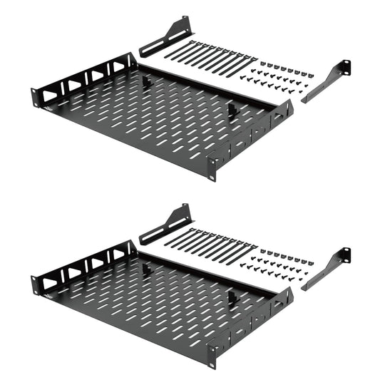 Tecmojo 1U 2Pack Cantilever Shelf, 304.8mm Depth, 19inch Rack Mount with Anti-Slip Stops, Server and Network Rack Shelf, 110lbs(50kg) Capacity, Vented
