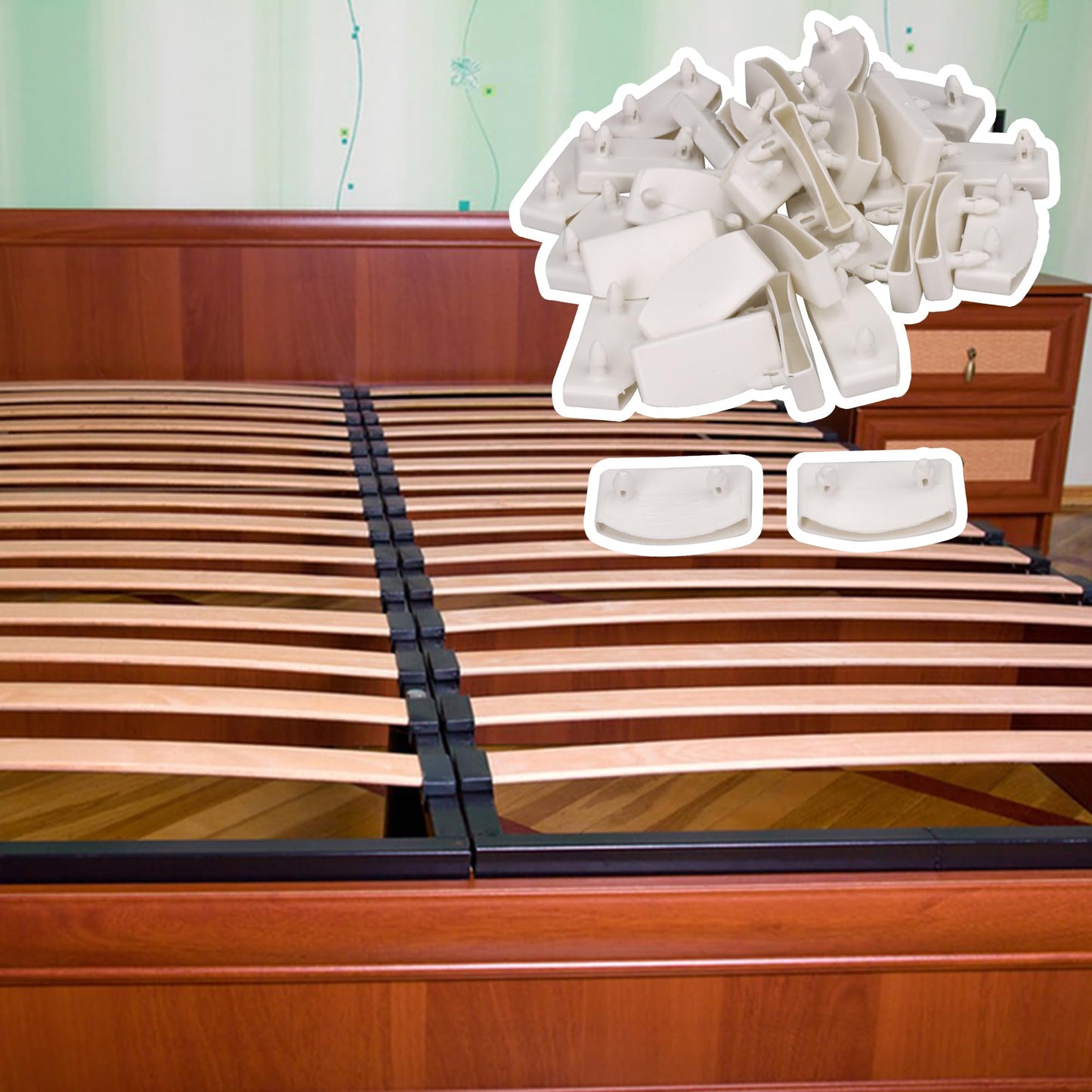 Yibuy 30Pcs Plastic Single End Caps Bed Slat Holders for Holding Bed Accessory White