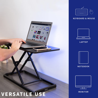 VIVO Single Top 24 inch Scissors Lift Keyboard and Mouse Riser, Height Adjustable Laptop Desk, For Ergonomic Sit Stand Workstations, Black, DESK-V024A