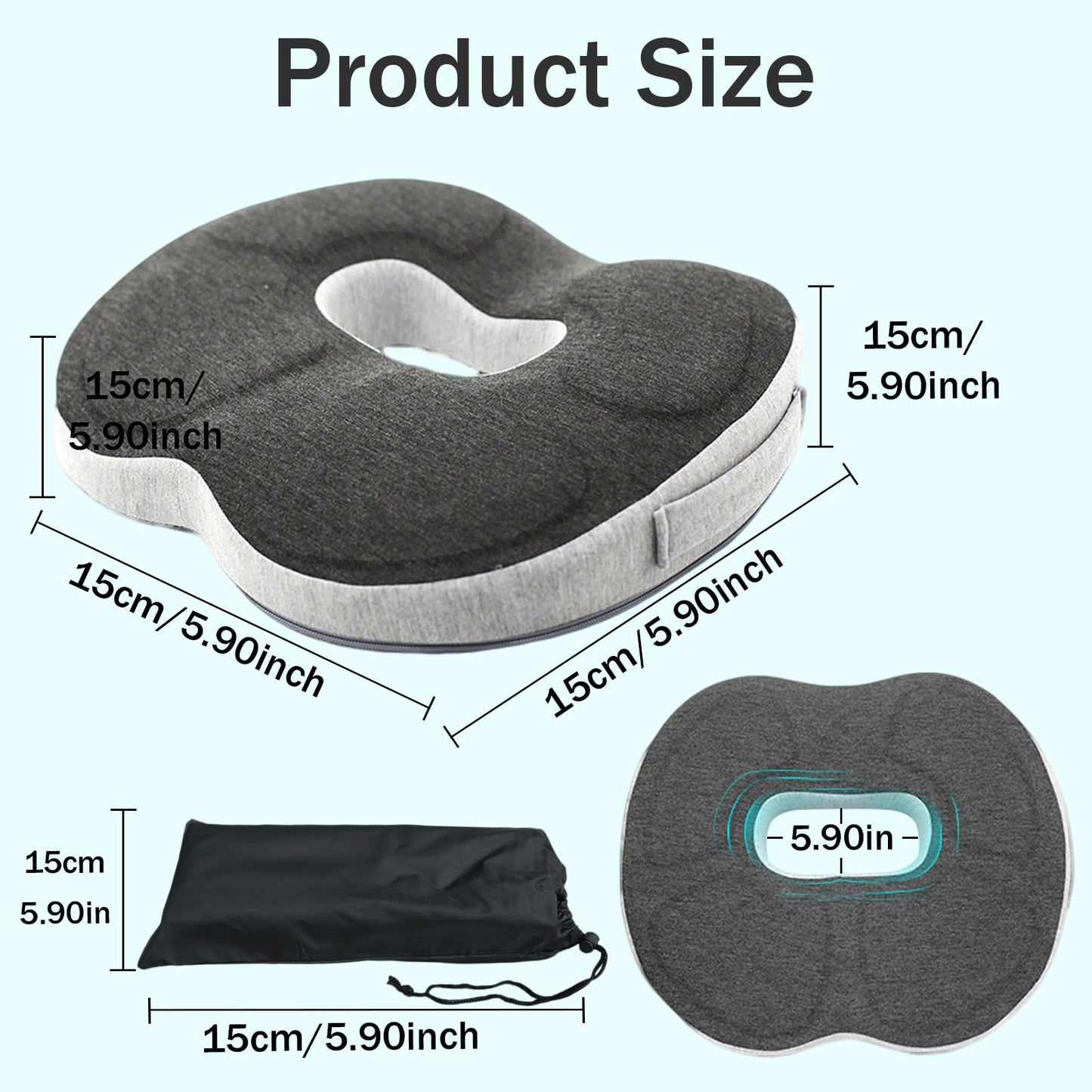 Carreuty Memory Foam Donut Cushion, Ring Cushions for Pressure Relief Hemorrhoids coccyx pain Postnatal Pain, donut pillow for Office Chair, Car