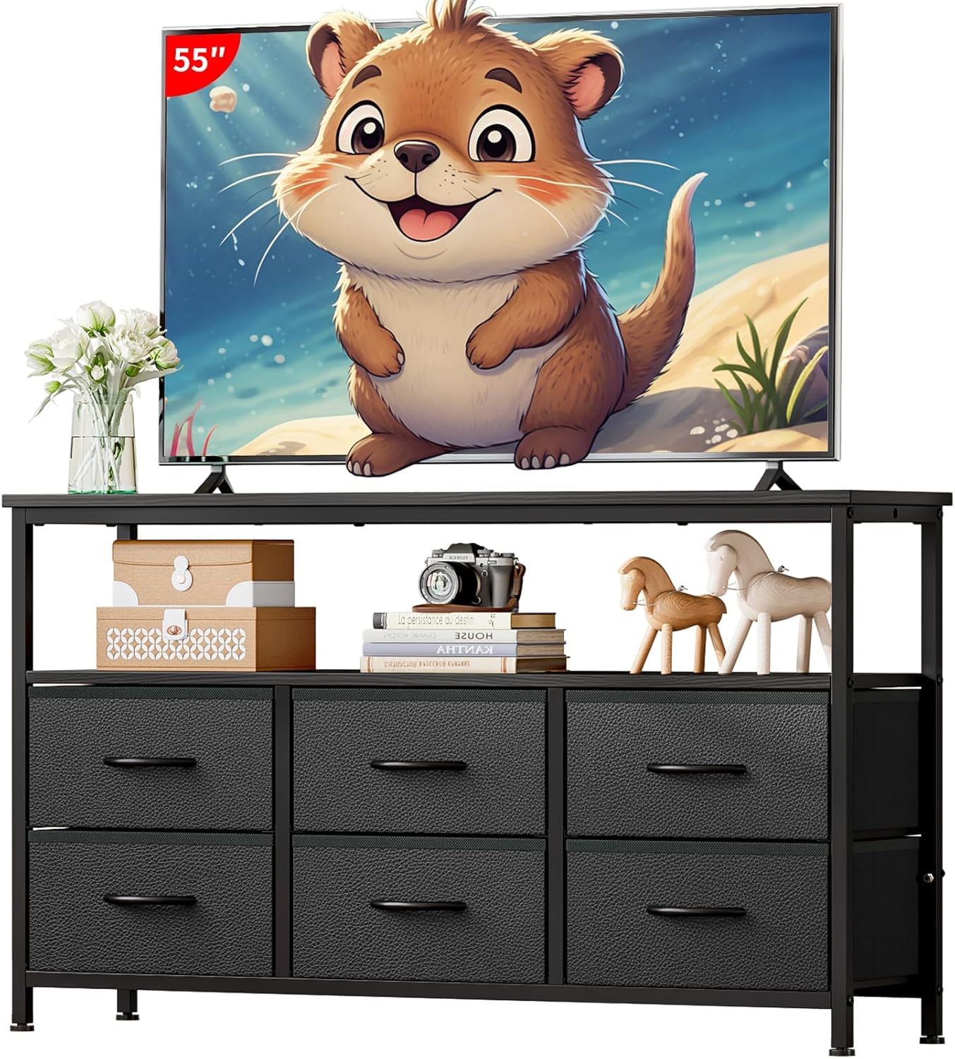 TV Stand Cabinet for TVs up to 55 inches,Console Table with 6 Drawers