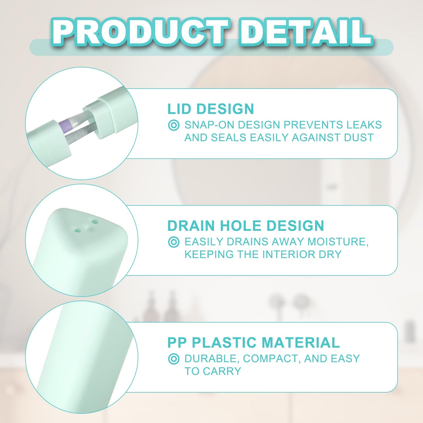 sourcing map 2Pcs Travel Toothbrush Case, 8.27 x 1.38" Portable Travel Toothbrush Holder, Plastic Toothpaste Container for Bathroom, Gym