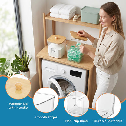 TranRantic 2 Pcs Laundry Pods Storage Containers with Lid 15.5×15.5×18cm