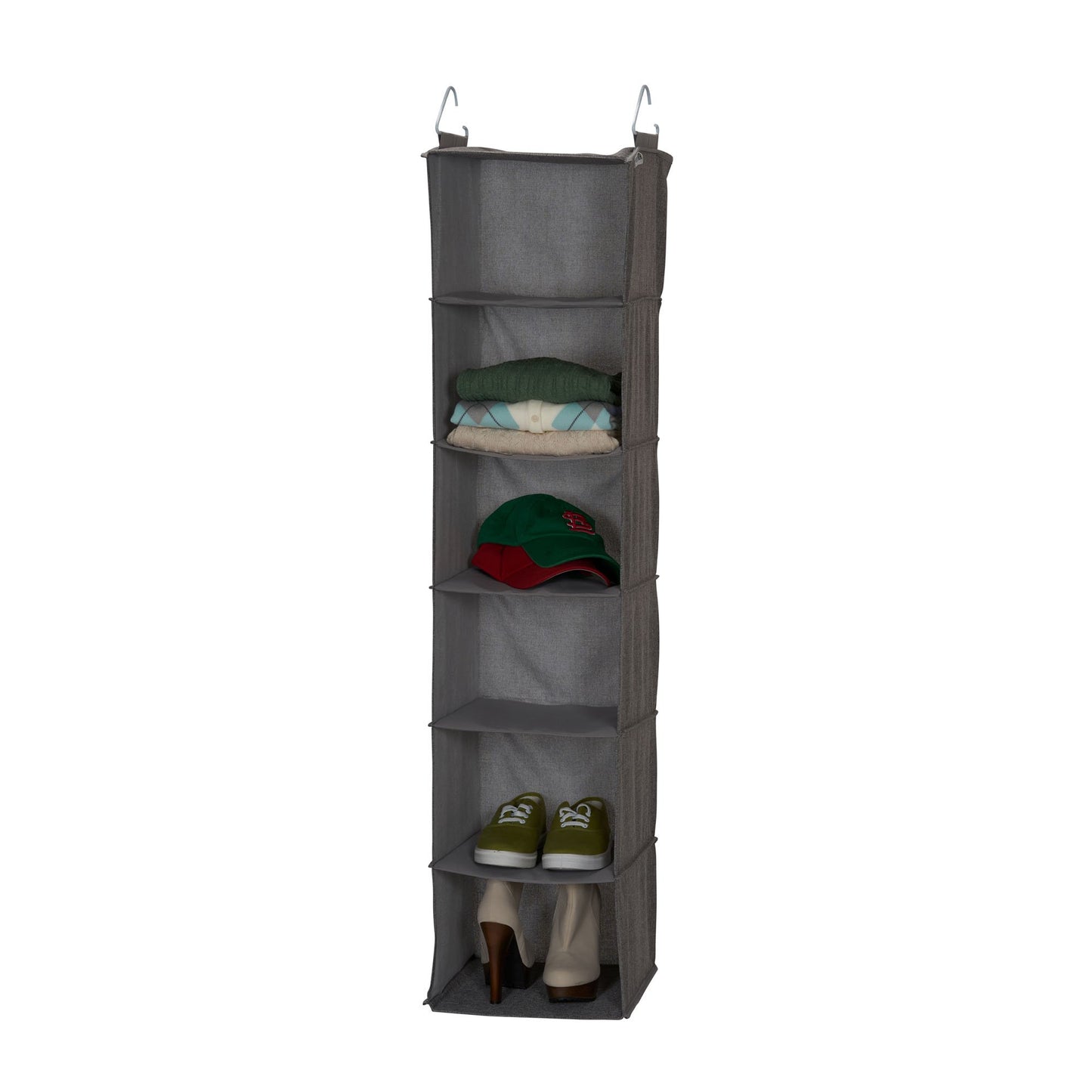 Household Essentials Storage 6 Shelf Hanging Closet Organizer, Grey Linen