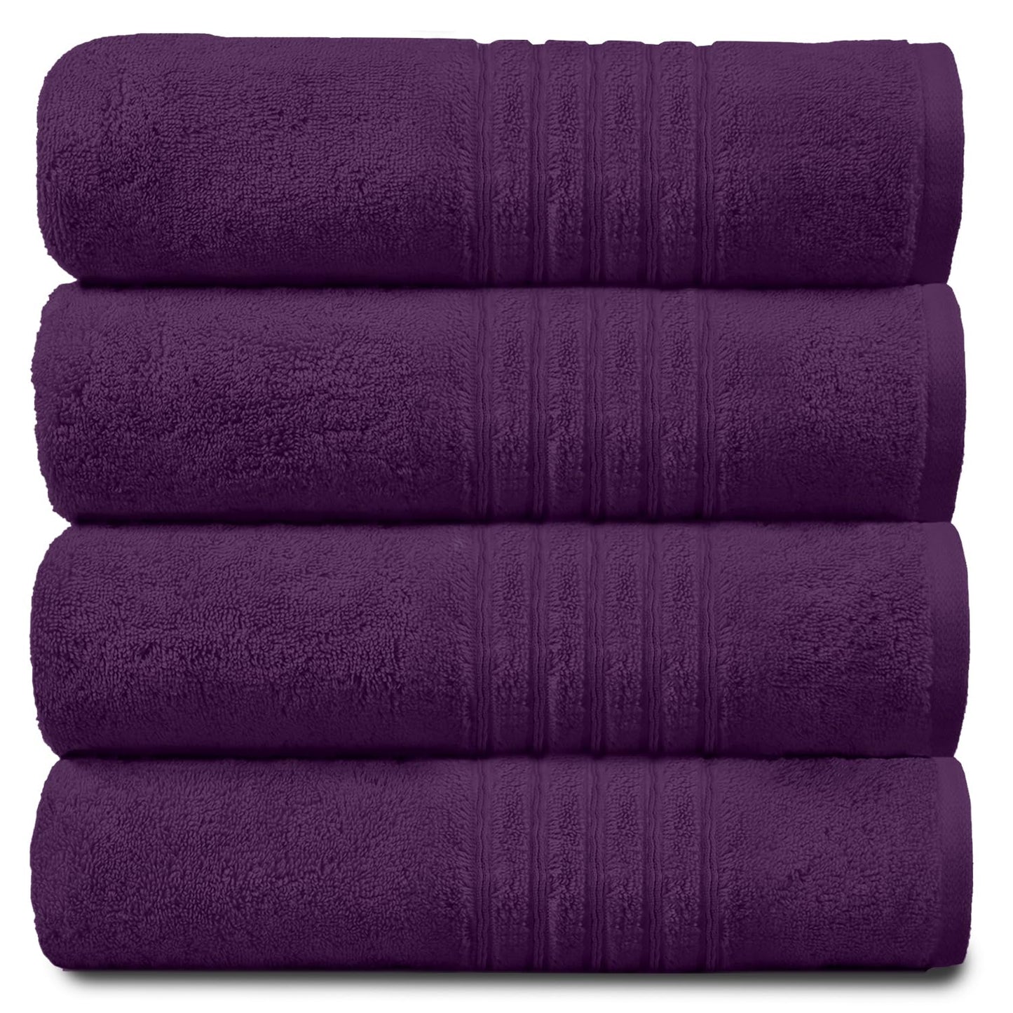 GC GAVENO CAVAILIA Luxury 450 GSM Jumbo Bath Sheet, Highly Water Absorbent Towels, Pack Of 4 Towel Set, Purple, 80X170