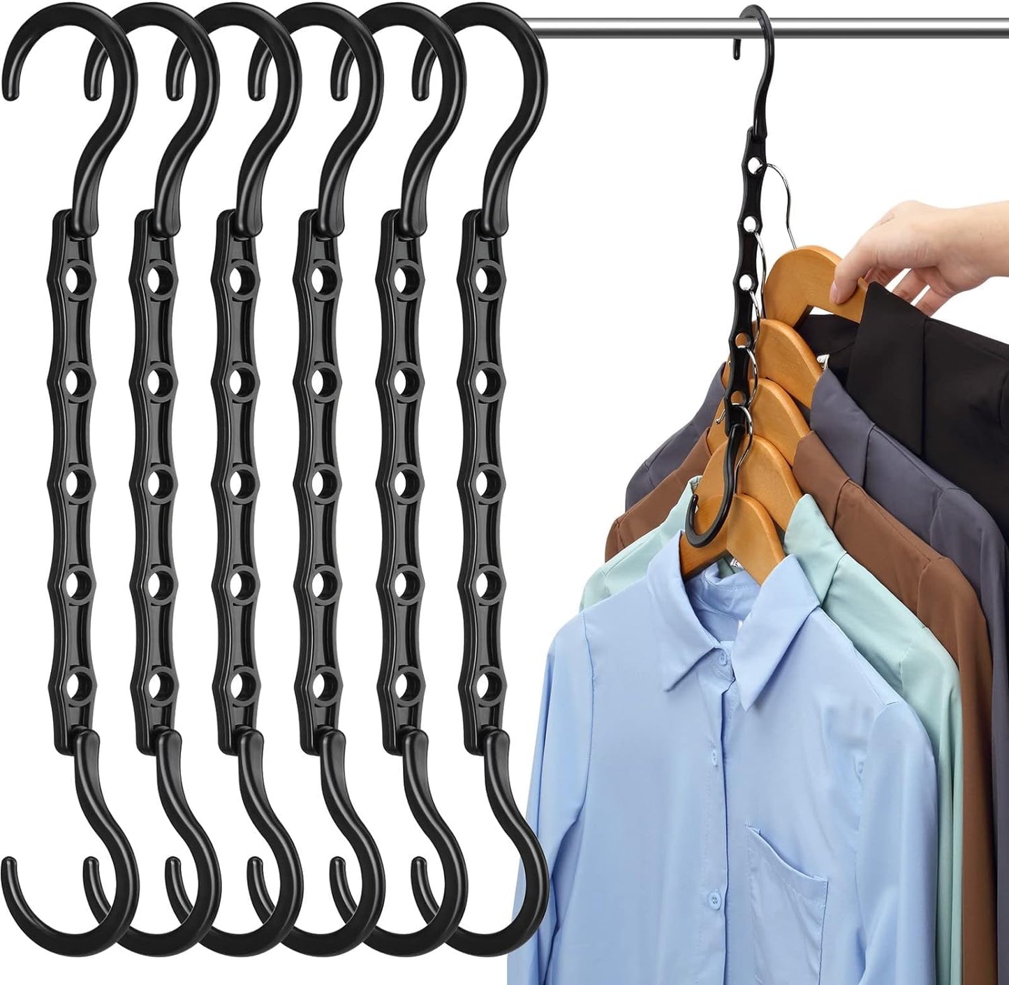 Eupako 20 Pack Space Saving Hangers, Black Closet Organizers and Storage