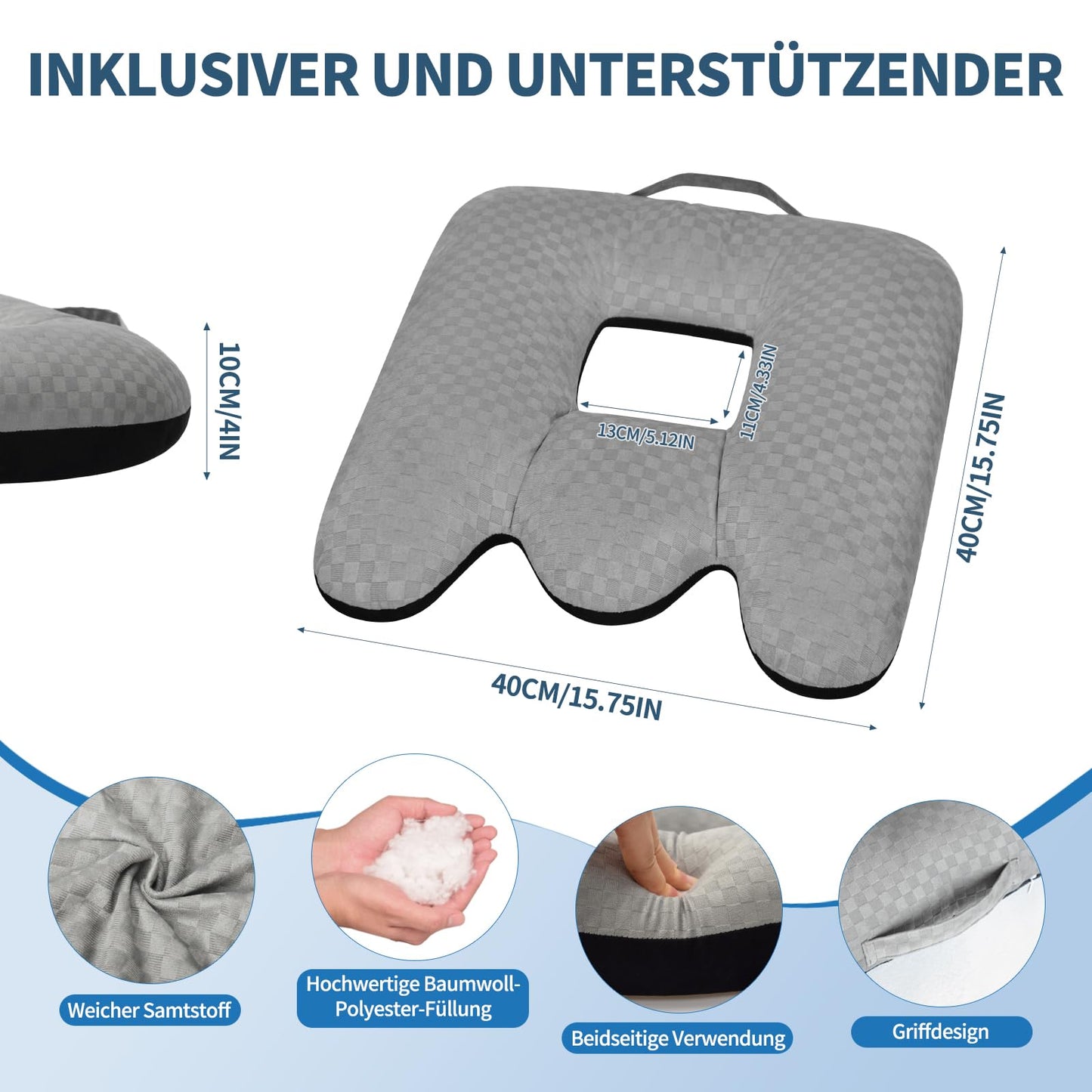 Babyezz Coccyx Pain Relief Cushion - Orthopaedic Coccyx Cushion for Bed Wounds, Hemorrhoids & Recovery Breathable Seat Pads for Office Chair