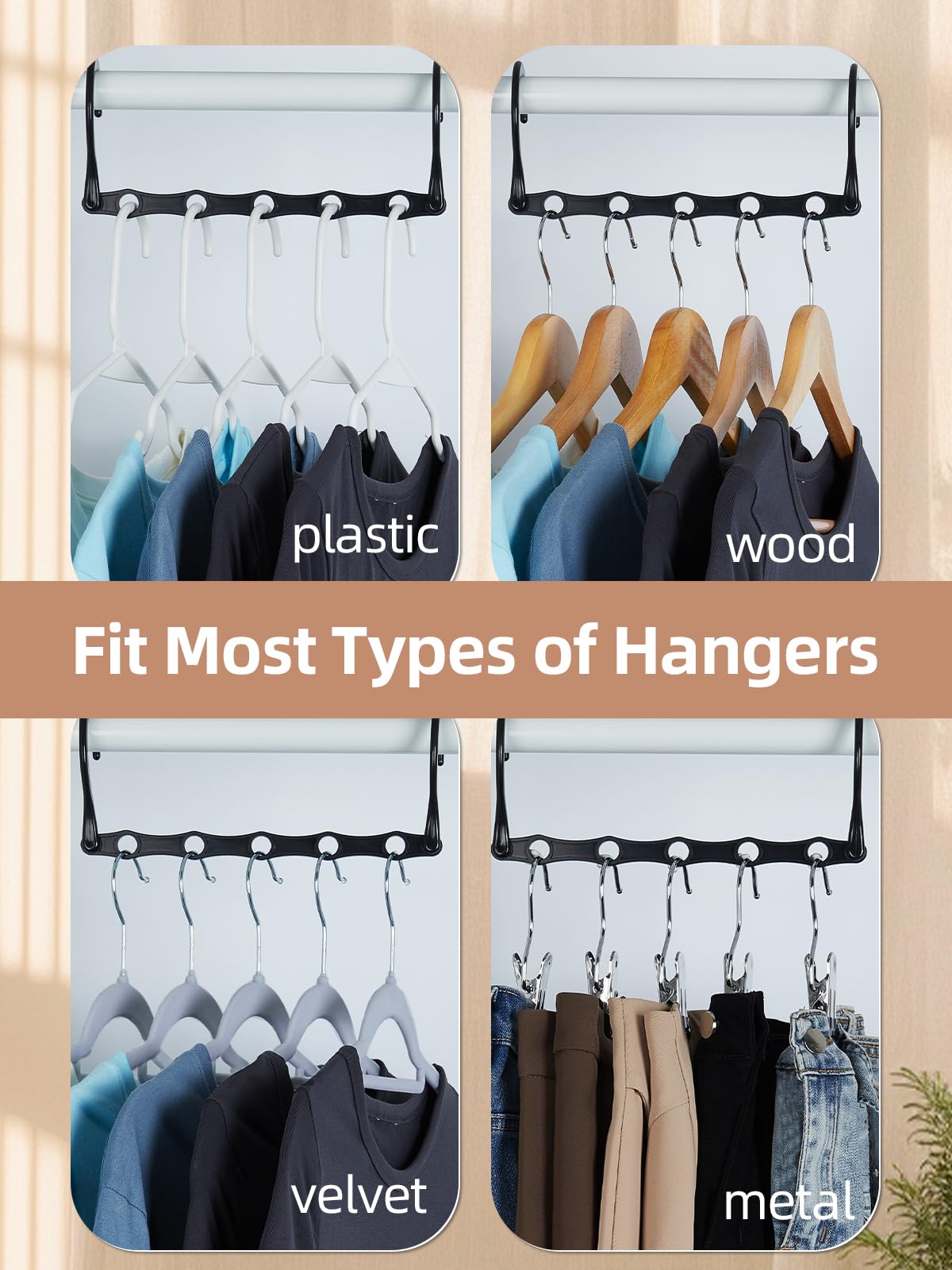 HOUSE DAY Space Saving Hanger 20 Pack Sturdy Black Magic Hangers for Closet Organizers and Storage for Heavy Clothes