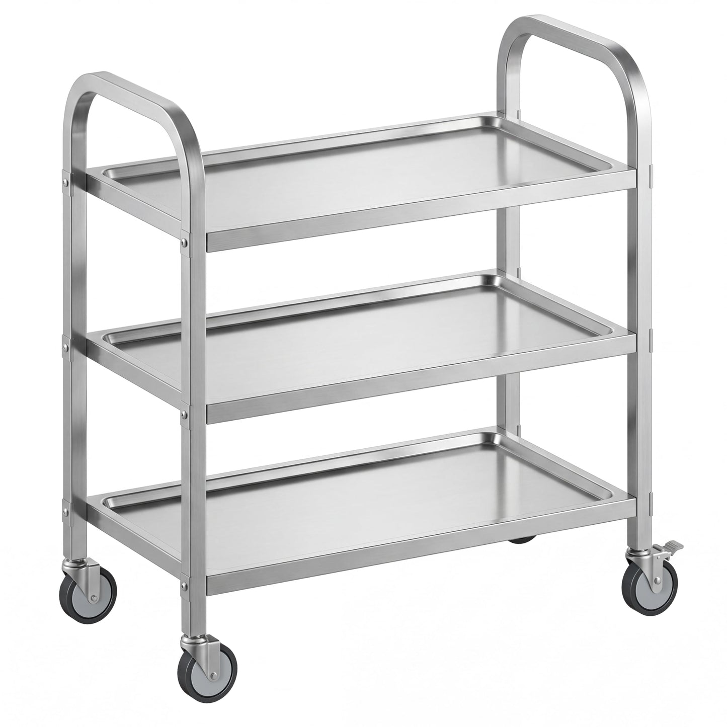 3 Tier Stainless Steel Cart, Rolling Catering Storage Cart (95x50x95cm)