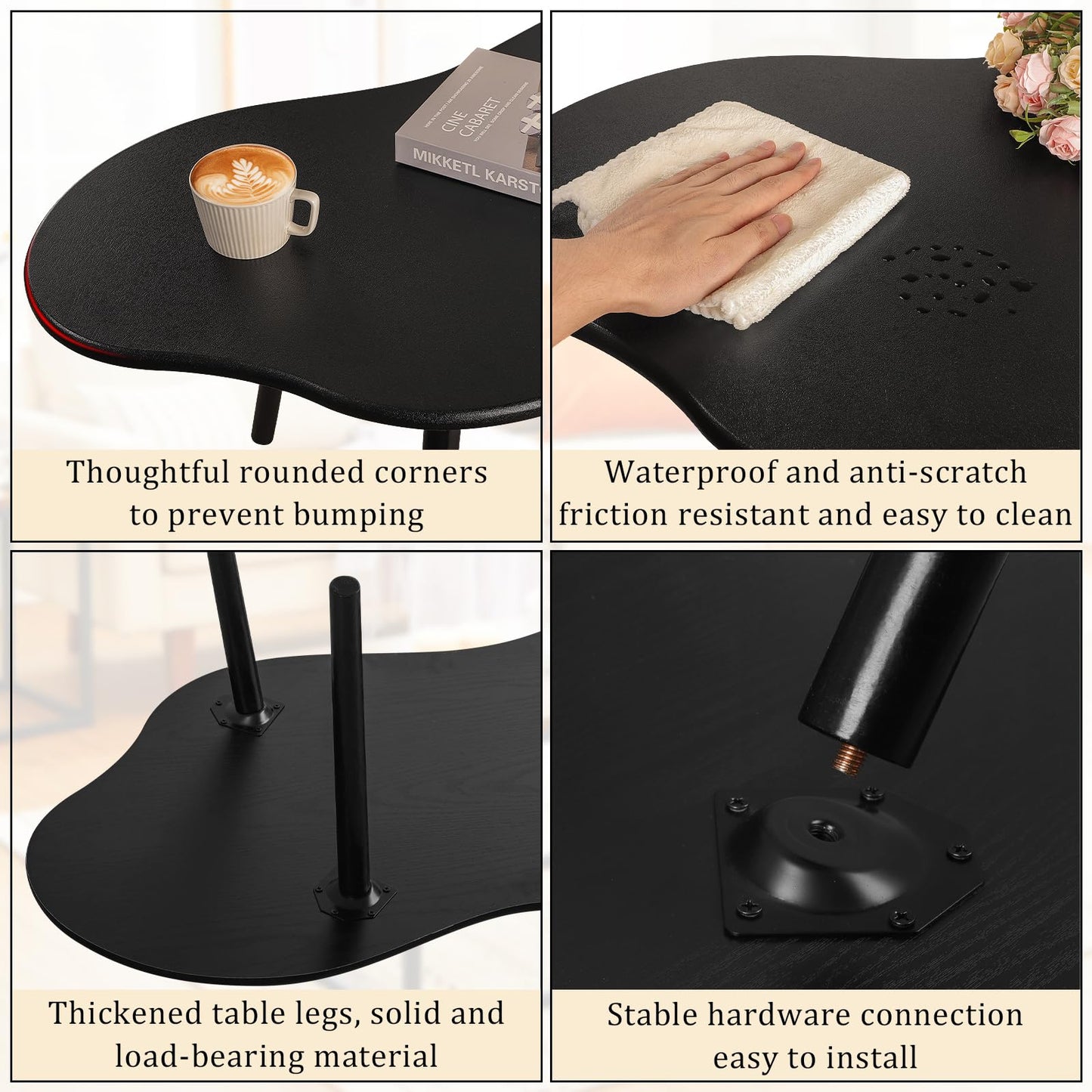 FEUFOAM Coffee Tables Cloud Coffee Table for Small Spaces Mid-century Modern Living Room Table Wooden Irregular Low Floor Desk for Apartment