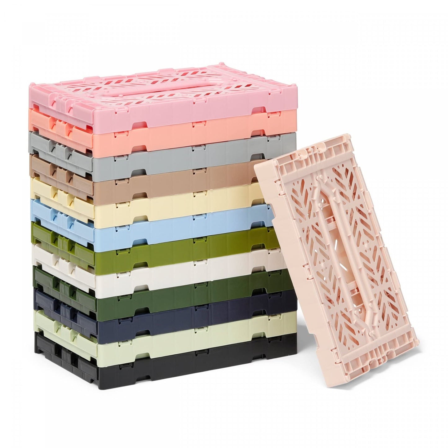 Ay-Kasa Folding Crate, Sturdy Folding Box, Plastic, Stackable, Pale Blue, Mini (27 x 17 x 11 cm)