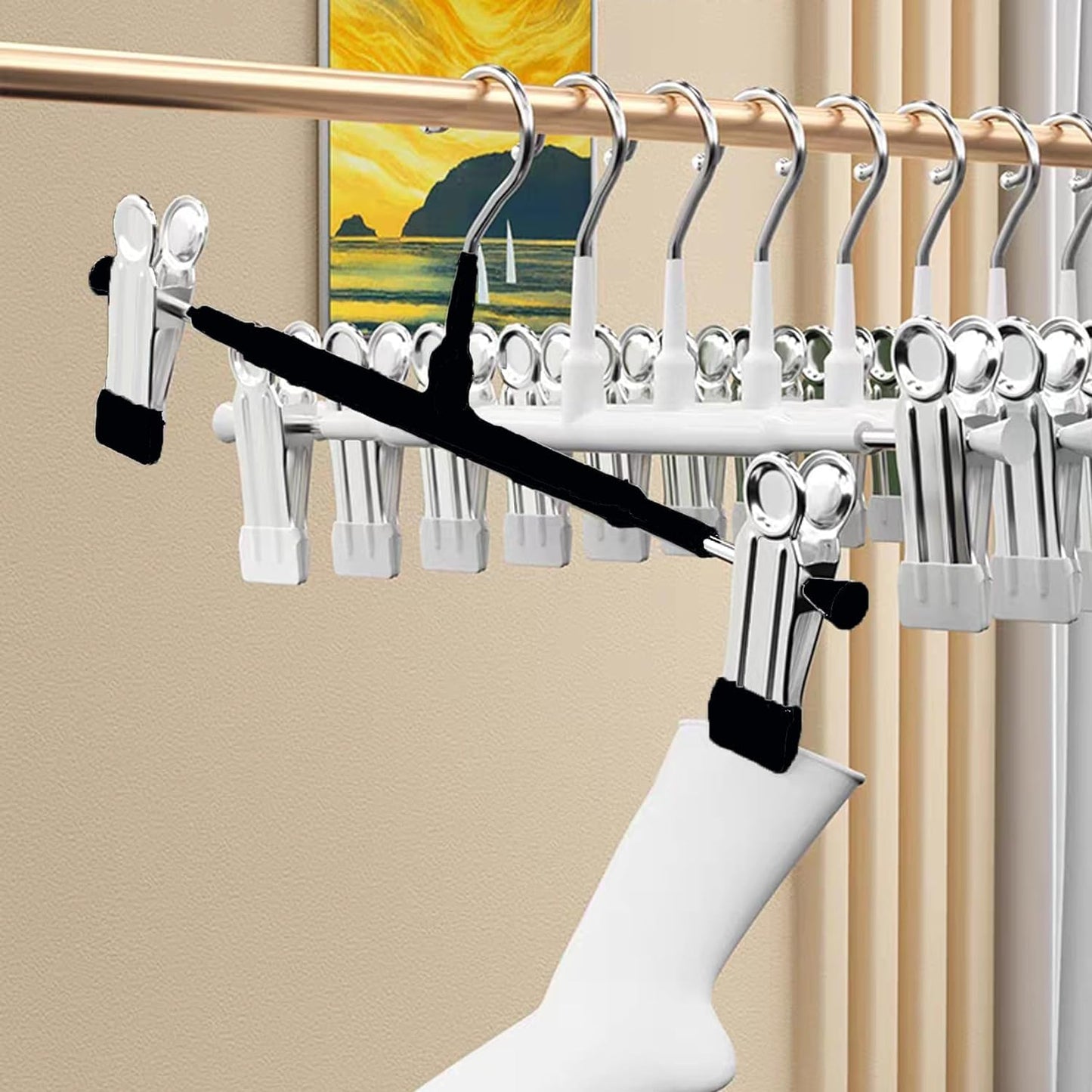 30Pack Trouser Hangers -Skirt Hangers with Adjustable Non Slip Clips Strong Chrome- Space Saving Pant Hangers,Heavy Duty Metal Hangers for Shorts