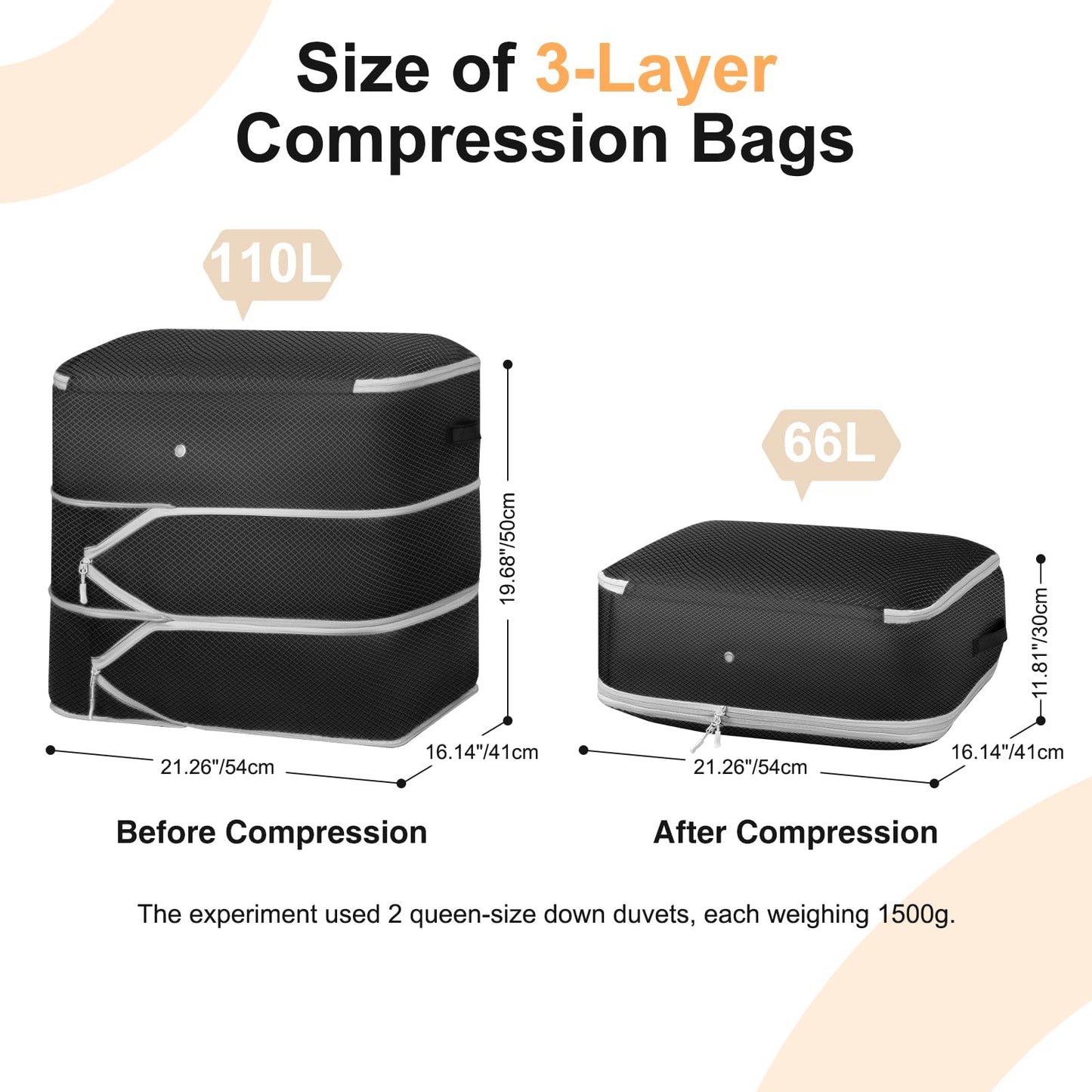 DIMJ Duvet Storage Compression Organiser Bags - 2 Pack 3-Layer Ultra Space Saving Self Compression Organiser with Clear Window