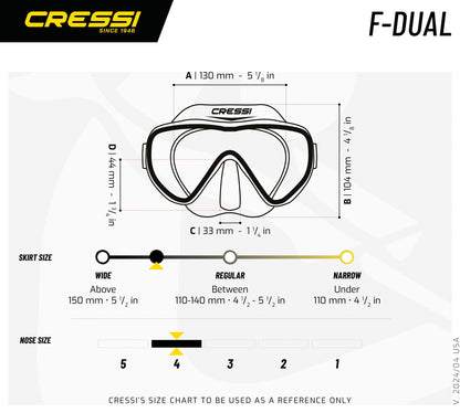 CRESSI F-Dual + Supernova Dry Combo - Unisex Diving Mask F-Dual rimless and Dry Snorkel for Snorkelling and Scuba Diving, Black / Red