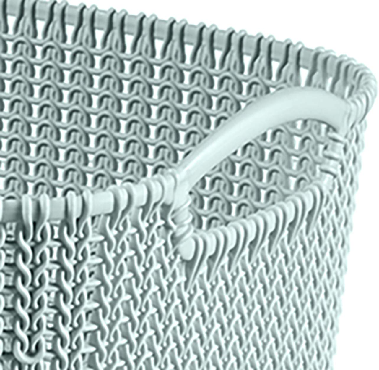 Curver Knit Medium Storage Basket, Stylish Knit Design & Comfortable Handles, 8 Litres, Misty Blue