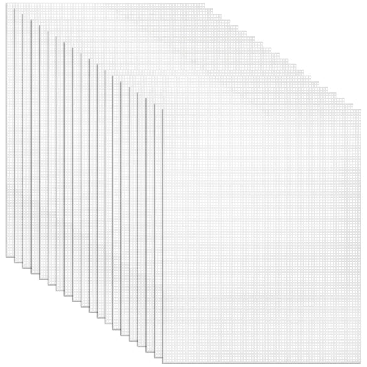 Tosnail 20 Pcs 7 Count Clear Plastic Mesh Canvas Sheets, 10.5x13.5 Inch Plastic Mesh Sheets for Knit and Crochet Projects Embroidery Acrylic Yarn