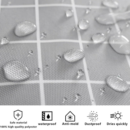FAIRYGATE Grey Shower Curtain Mould Proof and Mildew Resistant Washable Bathroom Curtains Bath Curtains with Hooks 180 x 180 cm 71 x 71 Inch B9325