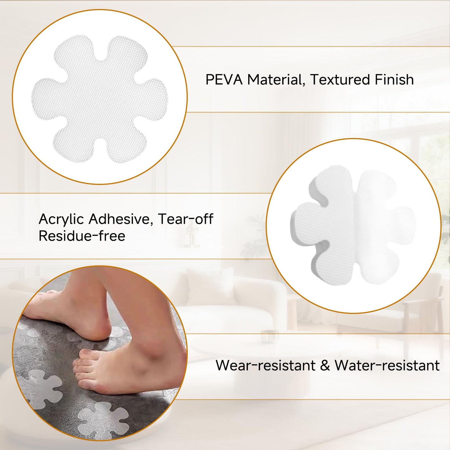 Non Slip Shower Stickers 12 Pcs, Anti Slip Flower Shape Bath Stickers Transparent Self-Adhesive Bathtub Stickers with Scraper Clear Anti Skid Tape