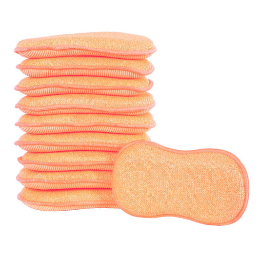 10 Pack of Micro-Pro Duo Action Antibacterial Cleaning Pads Microfibre Cloths Sponge Scourers Dusters For Home Kitchen Bathroom Shower Scrubbing