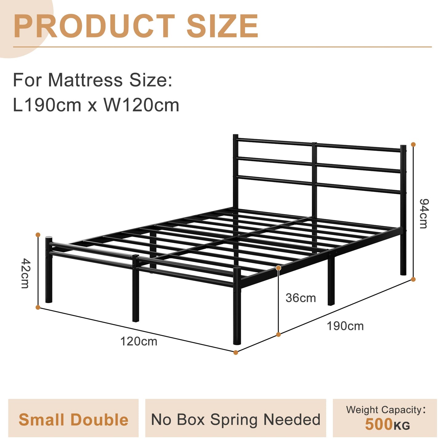 Yicensen Small Double Bed Frame with Headboard and Footboard