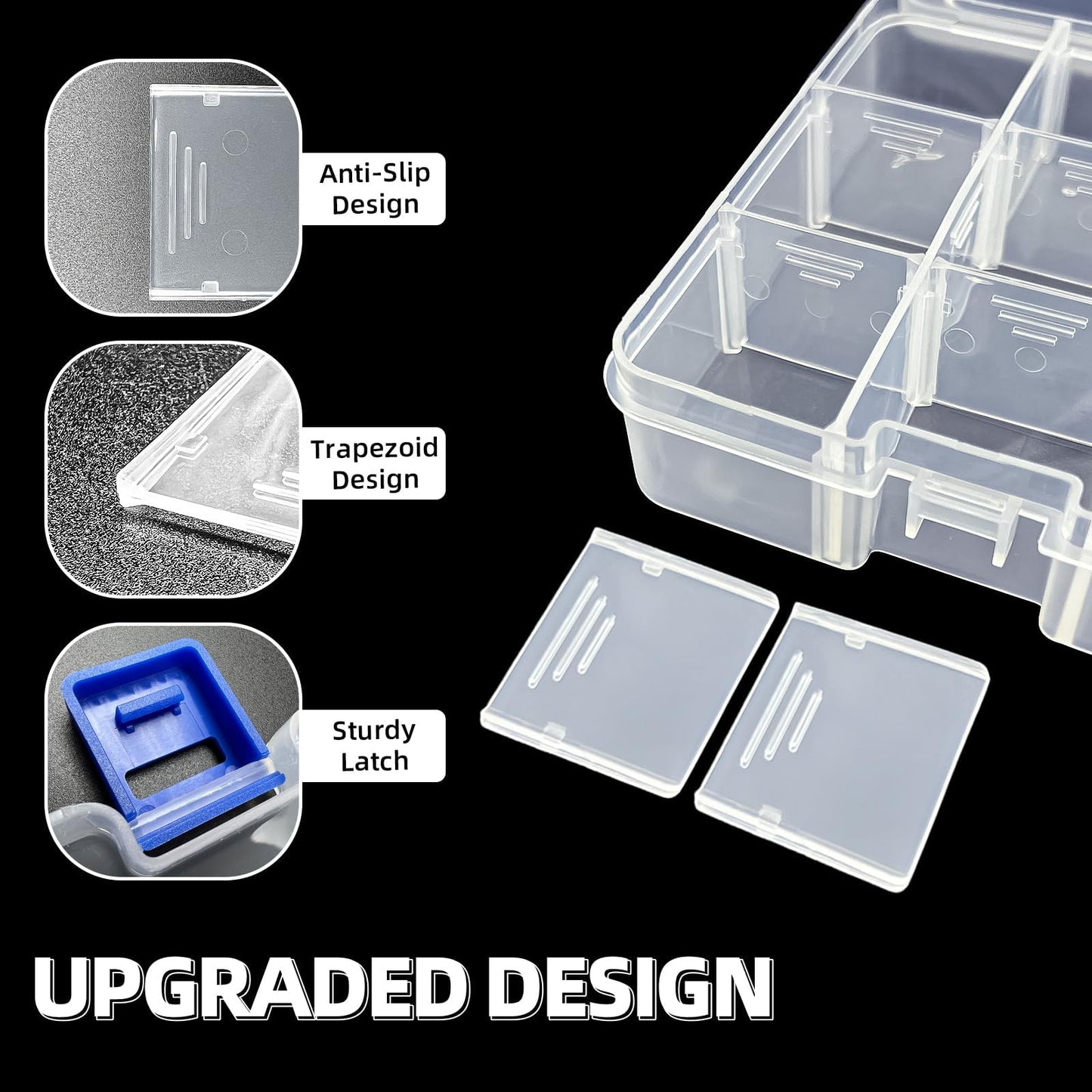 Craft Storage Boxes with Compartments,Qualsen Plastic Storage Boxes,Storage Box Organizer with Lids,Divider Jewellery Box for Beads Earring Tool Box