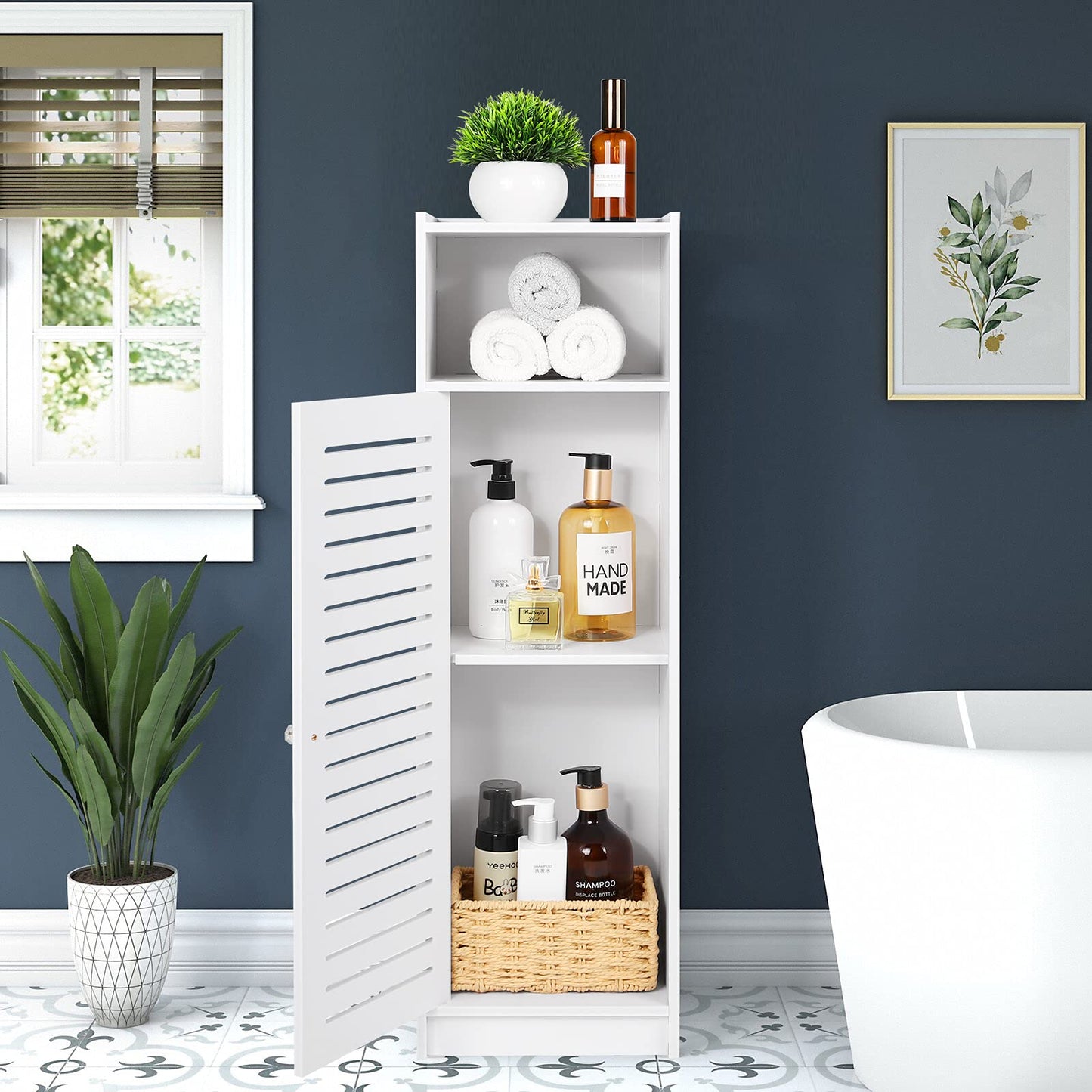 aimu Waterproof Bathroom Cabinets, Storage Accessories Floor Standing Cabinet for Bathroom,Furniture for Bedroom Kitchen Hallway,Storage Cupboard