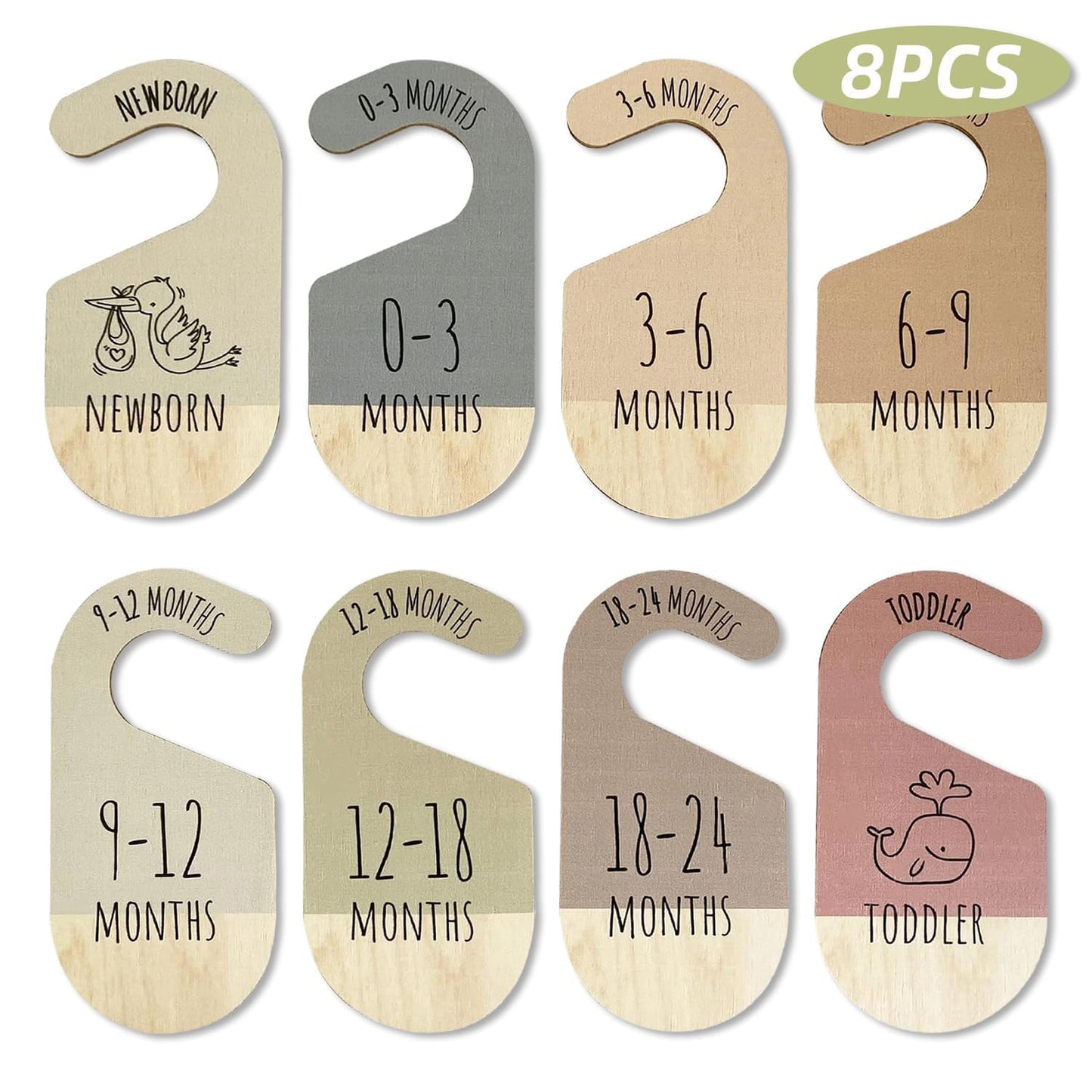Baby Wardrobe Dividers – 8Pcs Baby Clothes Dividers,Wardrobe Age Dividers Baby, Wood Safe Wardrobe Separators