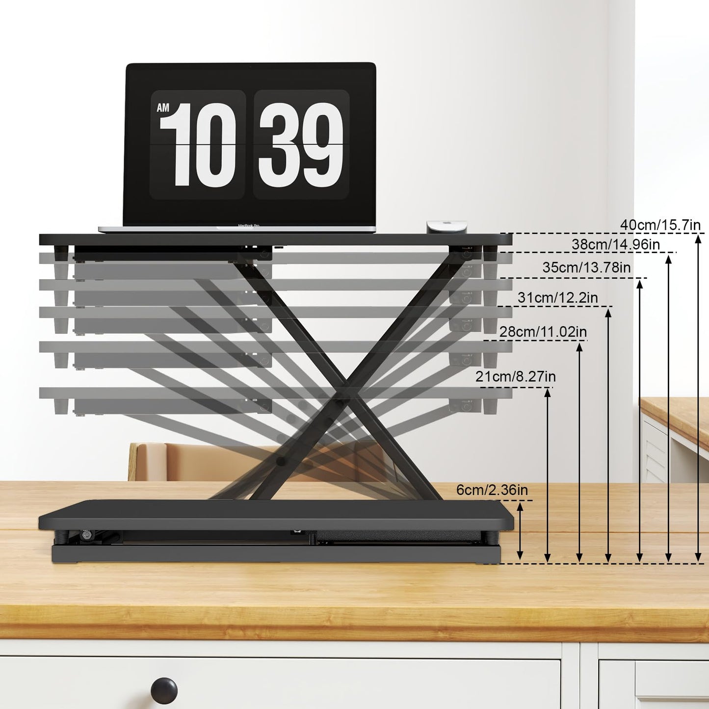 Tcatec Standing Desk Converter 34 x 60 cm Height Adjustable Sit Stand