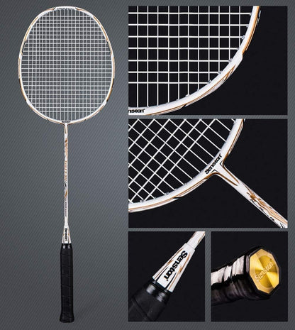 Senston Badminton Set S300 Graphite Full-Carbon Badminton Rackets With Carry Case, 2 Badminton Rackets 1Tube Shuttlecocks and 2 Overgrips