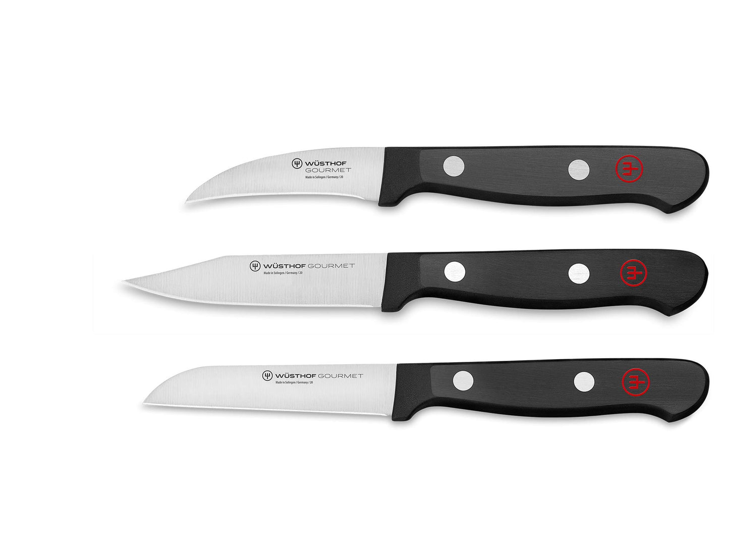 W?sthof Gourmet 3-Piece Paring Knife Set, Black, Silver