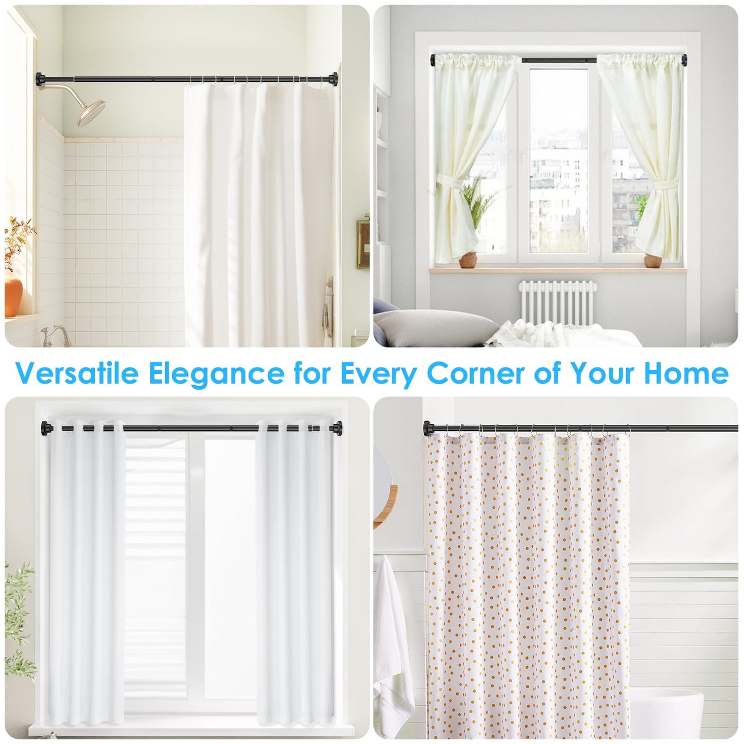 AIZESI Small Shower Pole,Tension Rods 70 To 130 Cm, 1” Diameter Spring Tension Curtain Rod, Tension Rods For Curtains, Extendable Tension Pole