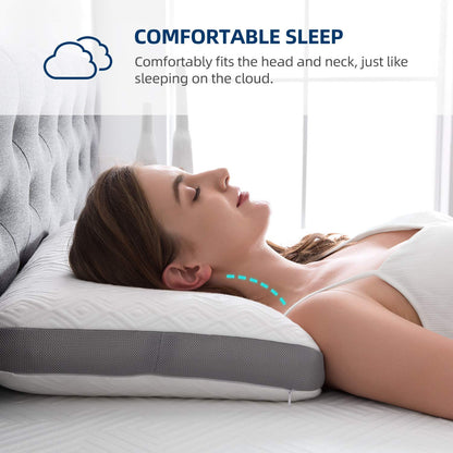 NOFFA Flat Soft Memory Foam Pillow for Neck Support, Ortopedic Pillow for Sleeping, Side Back Sleeper Soft Support Cervical (70 x 38 x 12 cm)