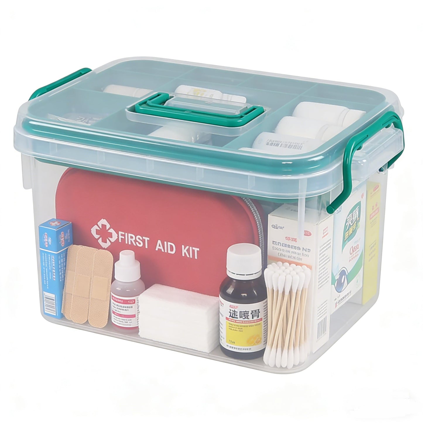 Afromy Portable Medicine Cabinet with Plastic Handle, Multipurpose Medical Box, Empty First Aid Kit for Home