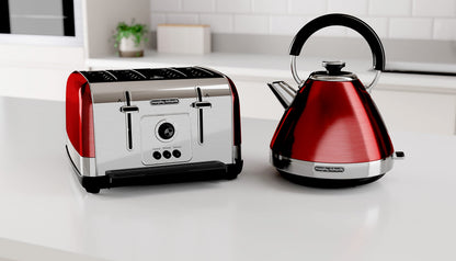 Morphy Richards Venture Red 4 Slice Toaster - Defrost Setting - High Lift Feature - 240133