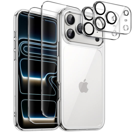JETech 5 in 1 Case for iPhone 17 Pro Max 6.9-Inch with 2 Pack Each Tempered Glass Screen Protectors and Camera Lens Protectors, Non-Yellowing