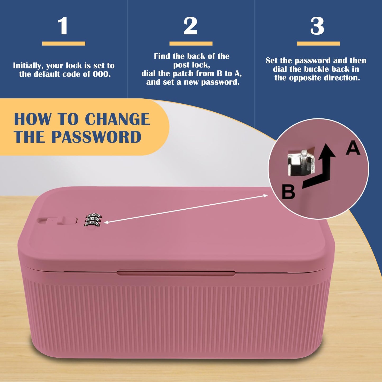 QINGLANG Lockable Box with Combination Code Portable Medication Small Lock Box Secure Medicine Safe, Phone Jail
